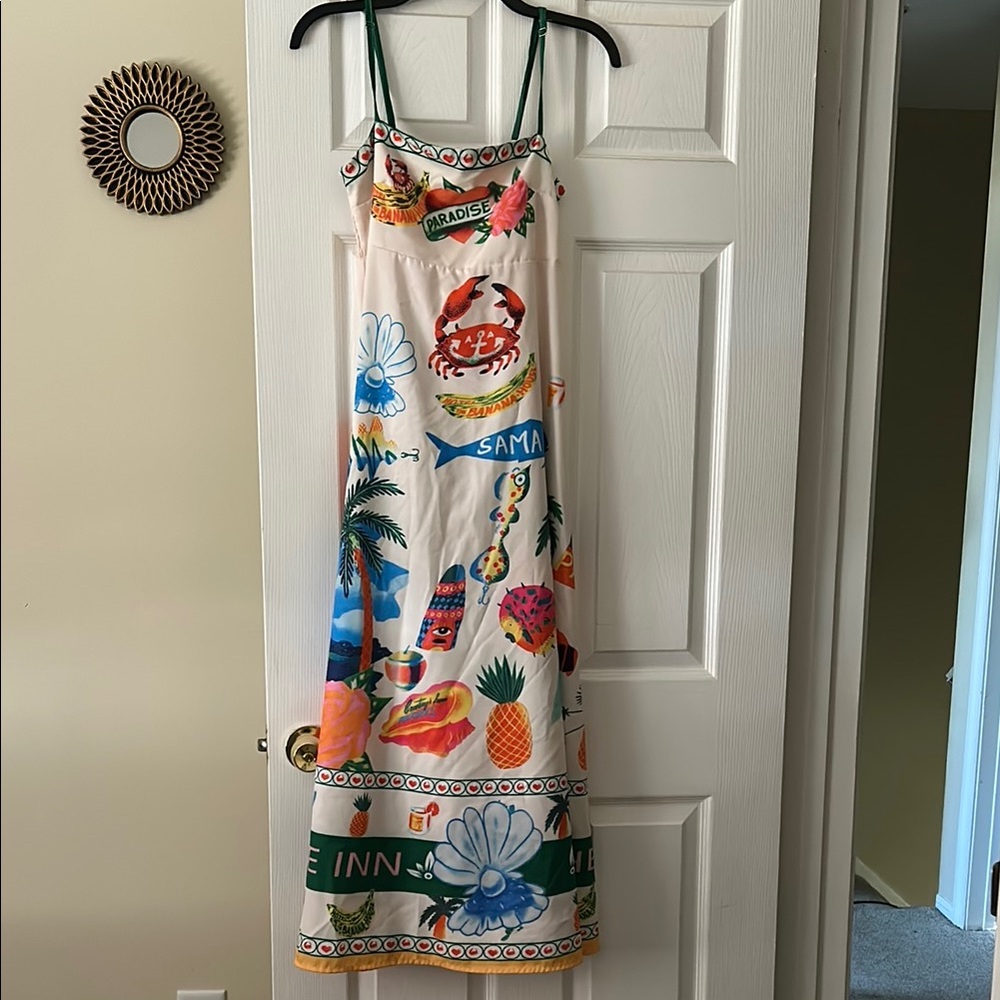 Colorful Tropical Print Maxi Dress
